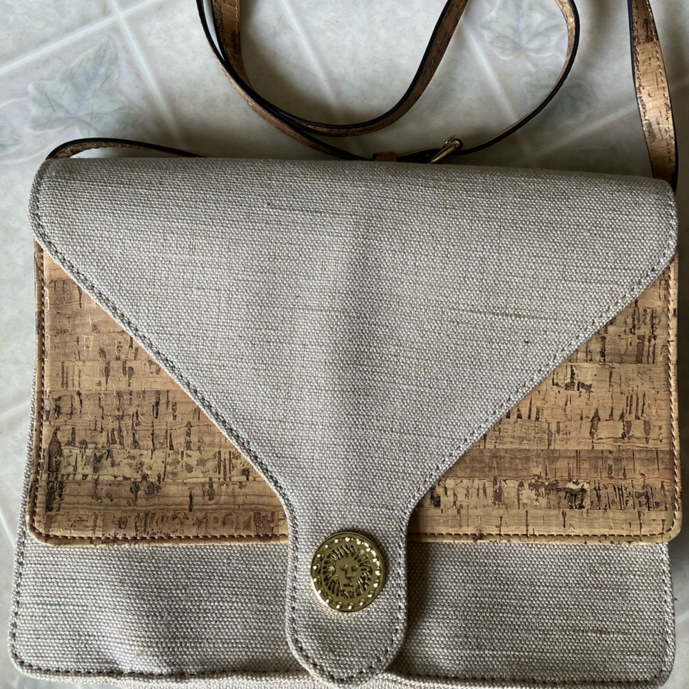 Anne Klein Faux Linen‎ and Cork Crossbody Purse